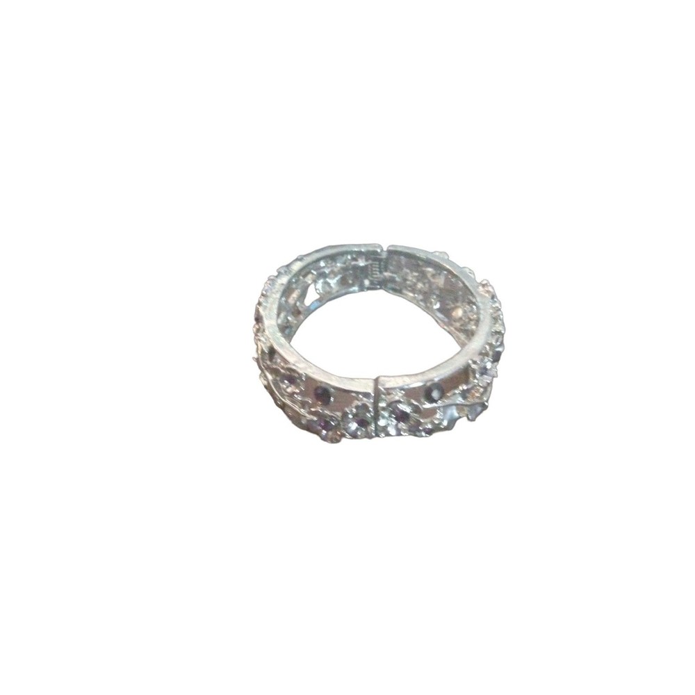 Thick Silvertone Hinged Bangle Bracelet - image 5